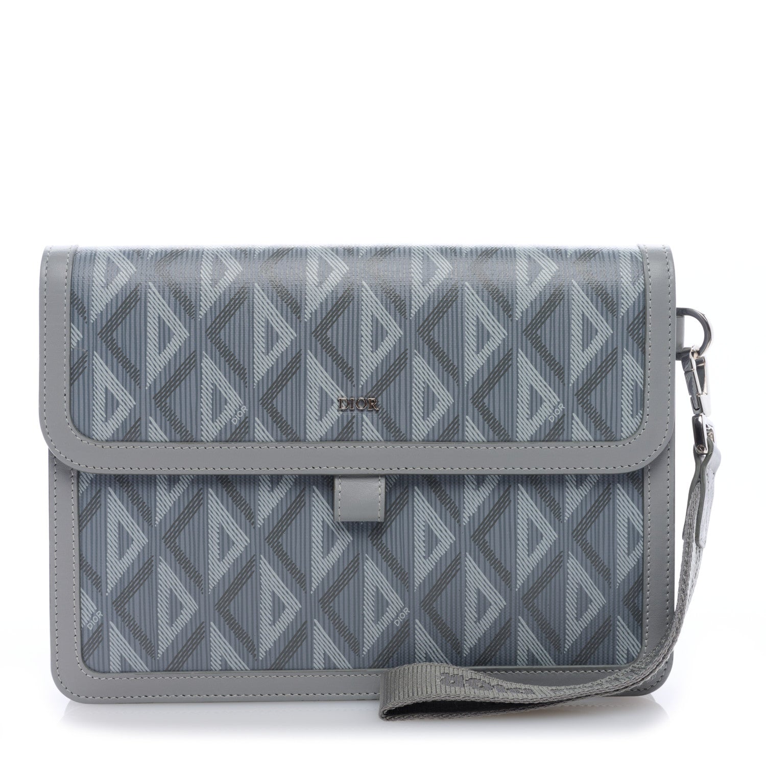 Christian Dior Coated Canvas CD Diamond Hit The Road A5 Pouch With Flap Gray 1 of 6