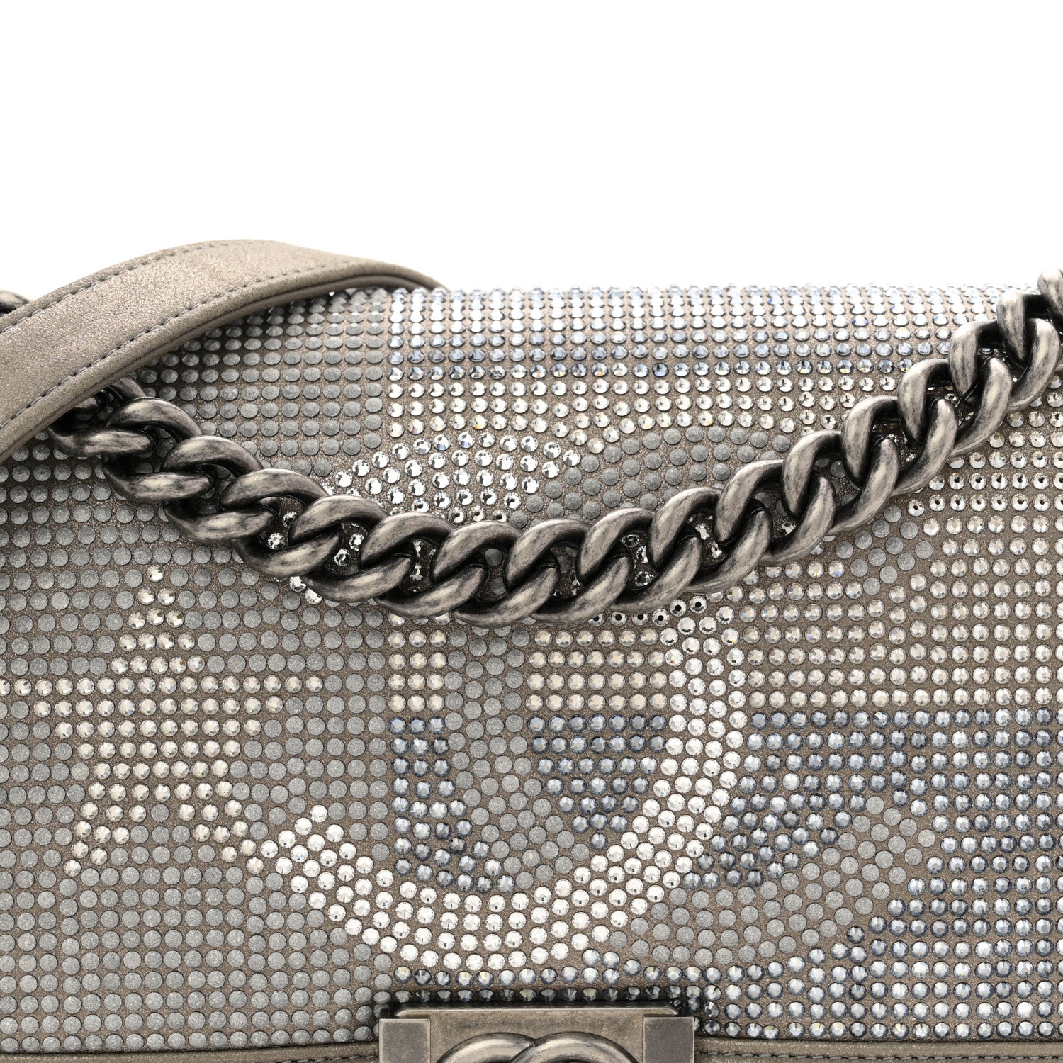 Chanel Iridescent Calfskin Quilted Strass Medium Paris Dallas Boy Flap Dark Khaki 8 of 11