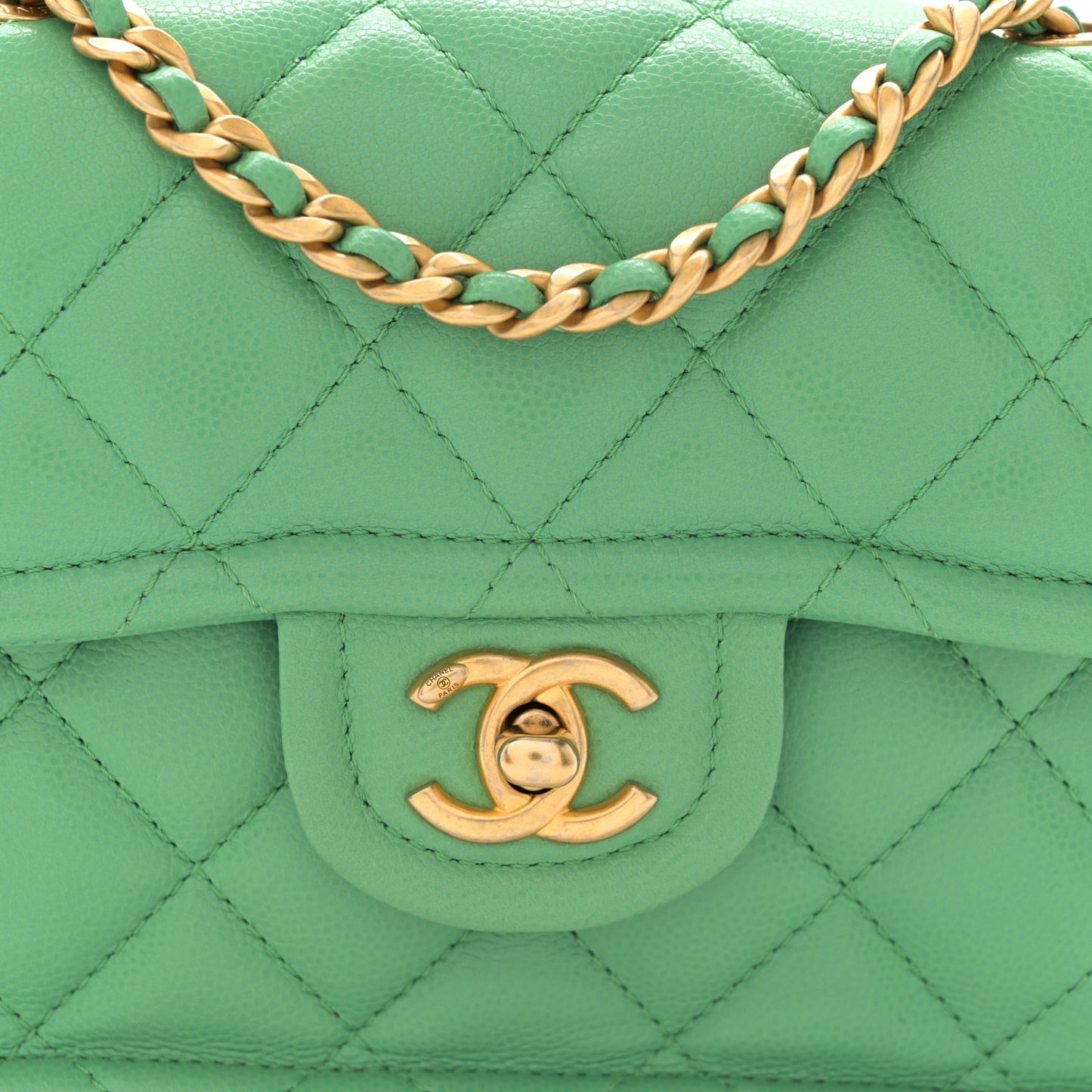 Caviar Quilted Mini Sweet Classic Flap Green