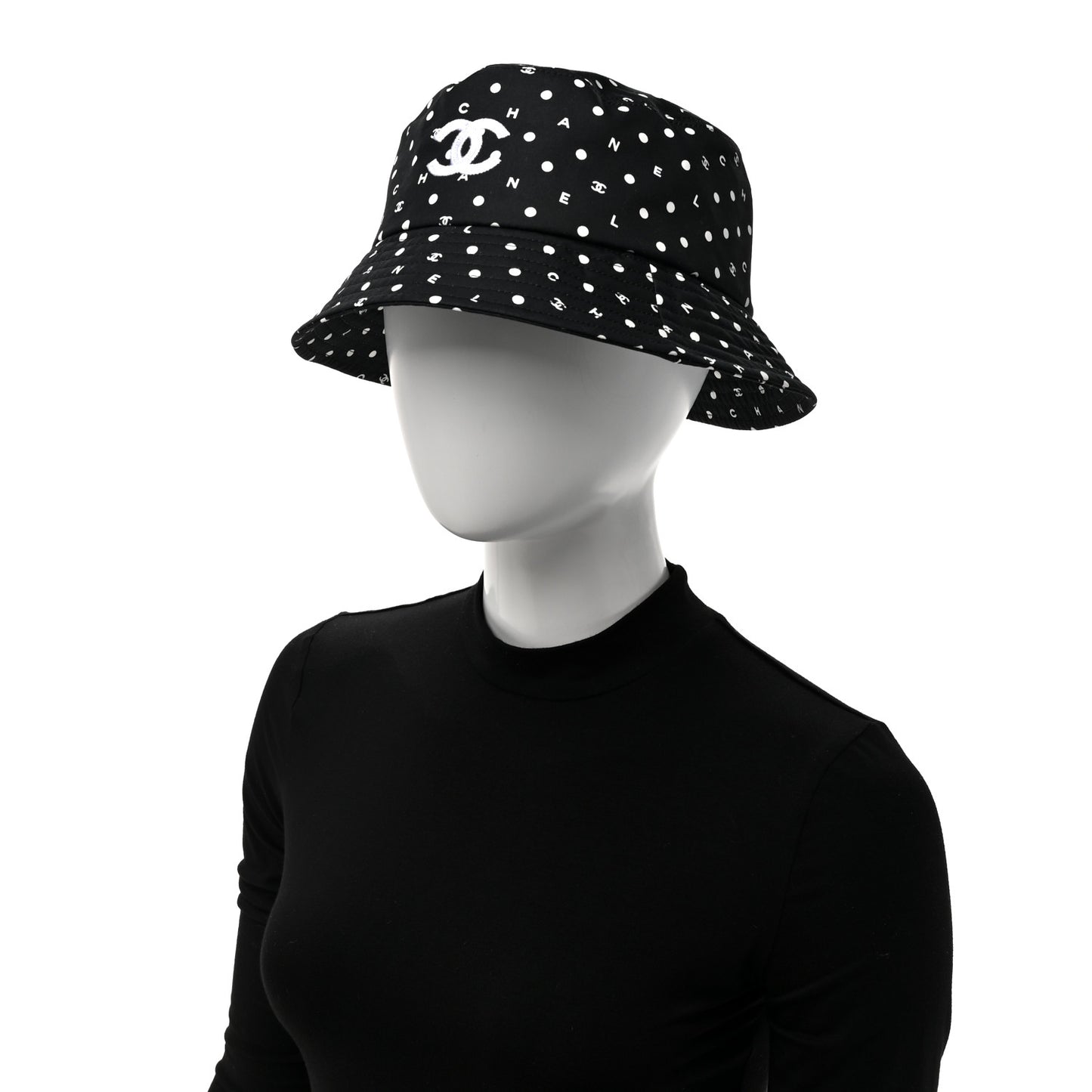 Cotton CC Polka Dot Bucket Hat L Black