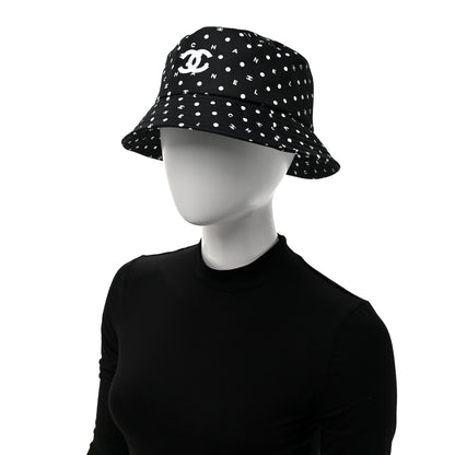 Chanel Cotton CC Polka Dot Bucket Hat L Black 2 of 8