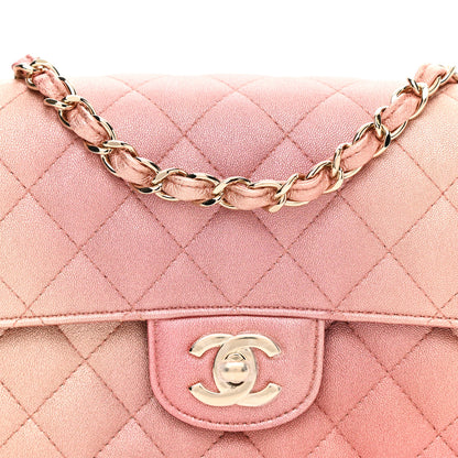 Chanel Metallic Lambskin Quilted Ombre Mini Rectangular Flap Pink 8 of 12
