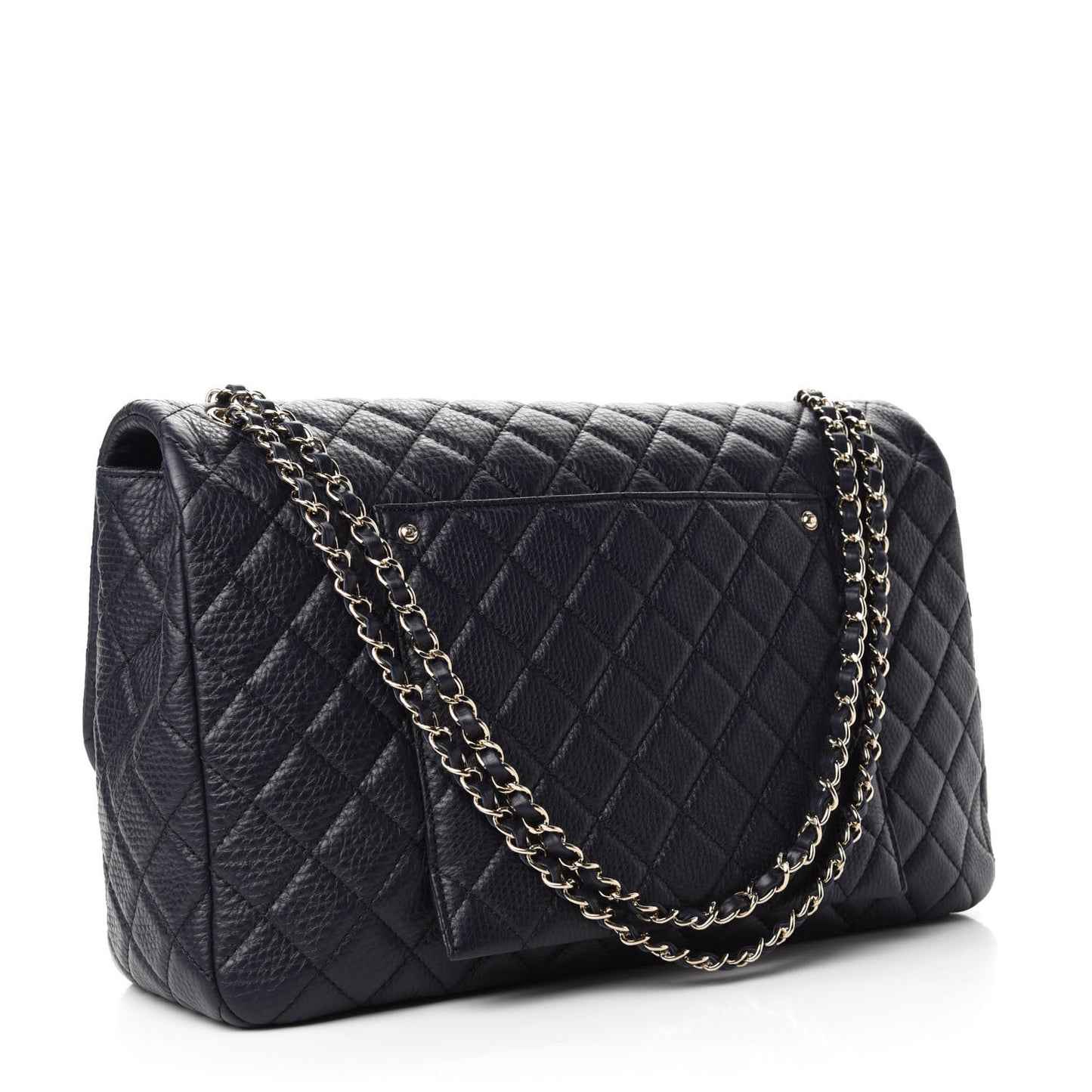 Calfskin Quilted Small XXL Travel Flap Bag Navy