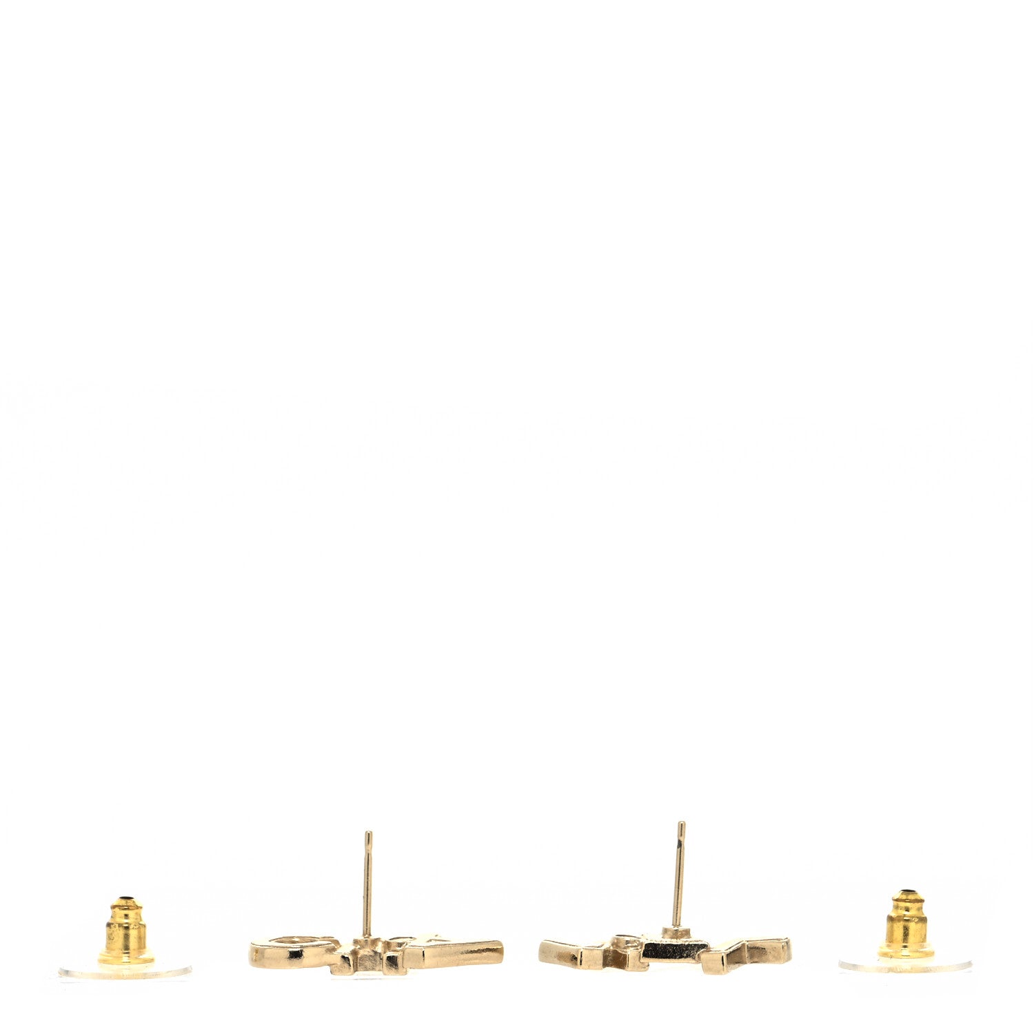 Chanel Crystal Pearl Signature Stud Earrings Gold 3 of 4
