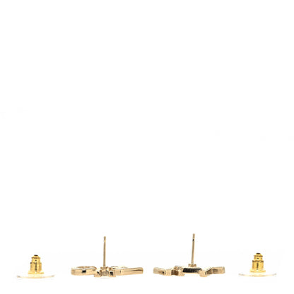Chanel Crystal Pearl Signature Stud Earrings Gold 3 of 4