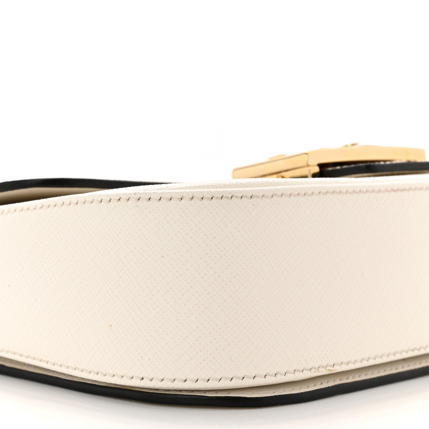 Saffiano Lux Embleme Flap Shoulder Bag White