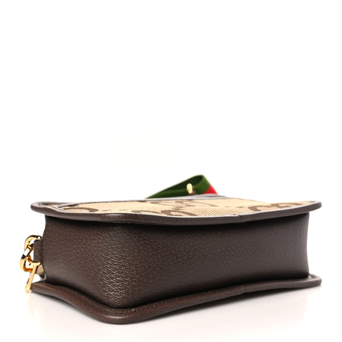 Monogram Jumbo GG Textured Dollar Calfskin Web Mini Crossbody Bag Camel Ebony New Acero