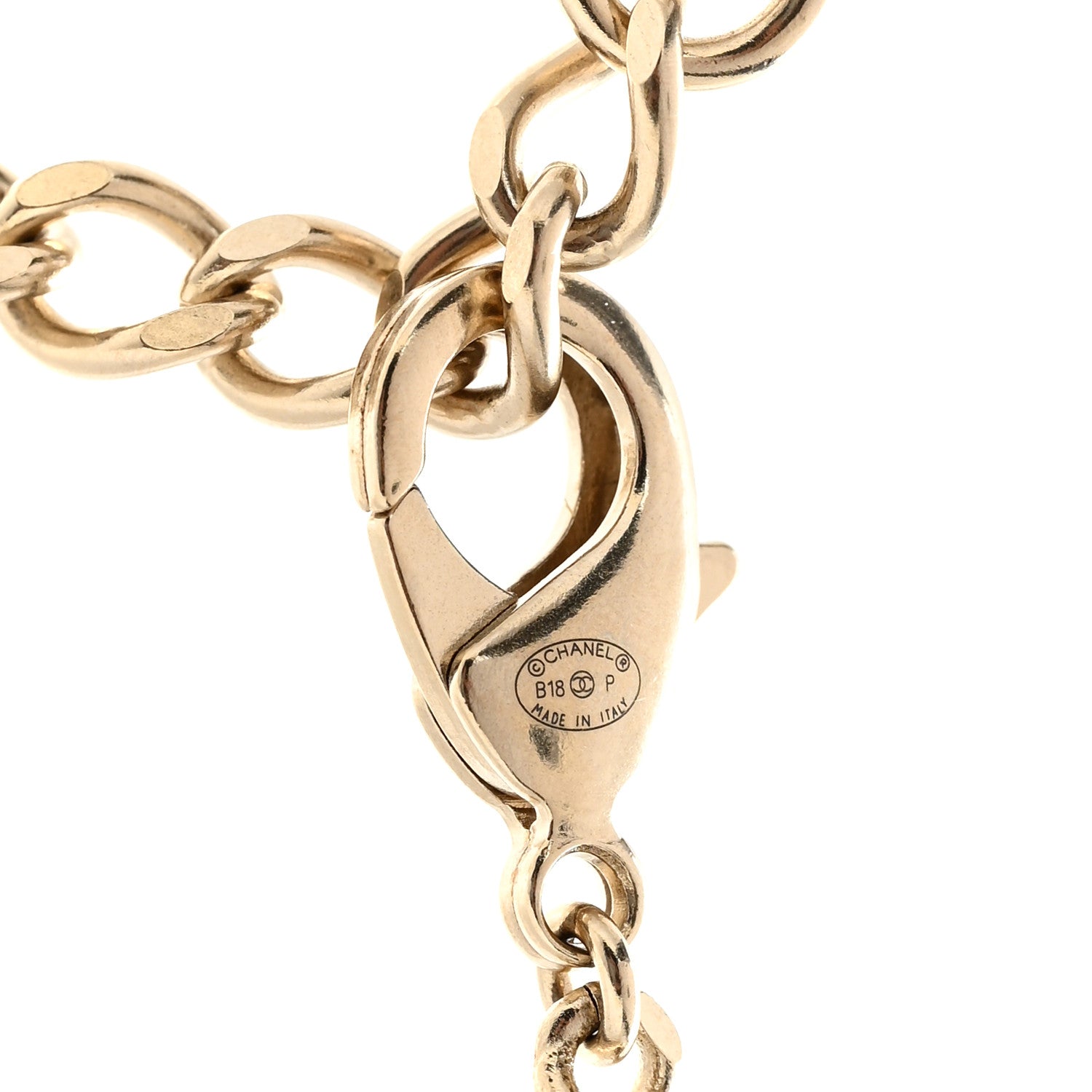 Chanel Metal Calfskin Chain Peace Sign CC Necklace Blue Purple Gold 5 of 7