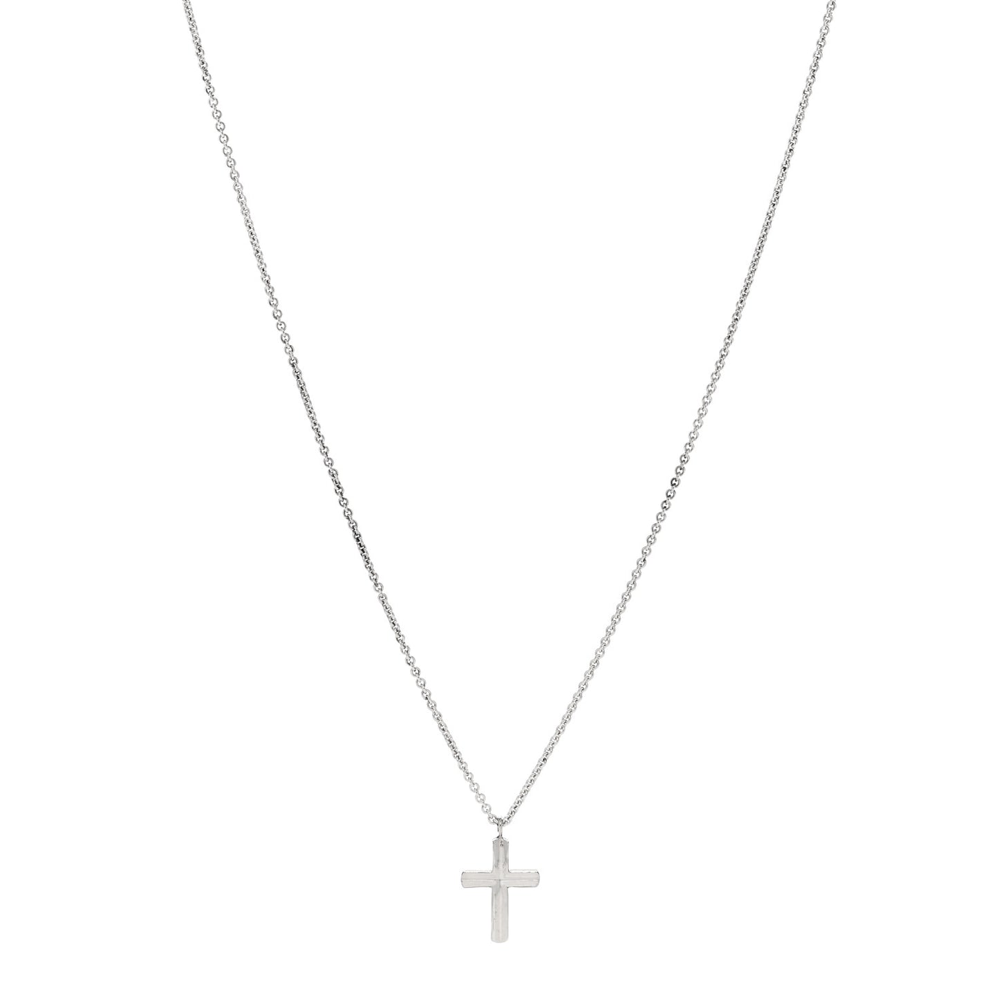 Sterling Silver Concave Cross Pendant Necklace