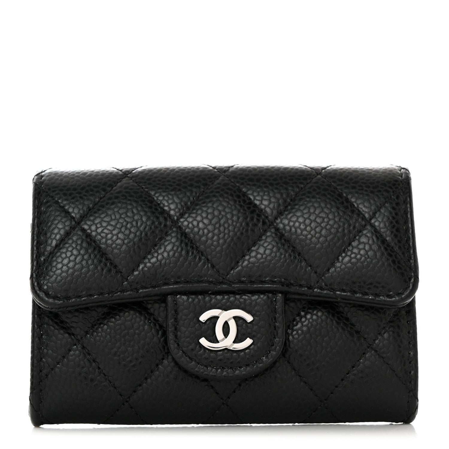 Chanel Caviar Quilted Flap Card Holder Wallet Black 1 of 8