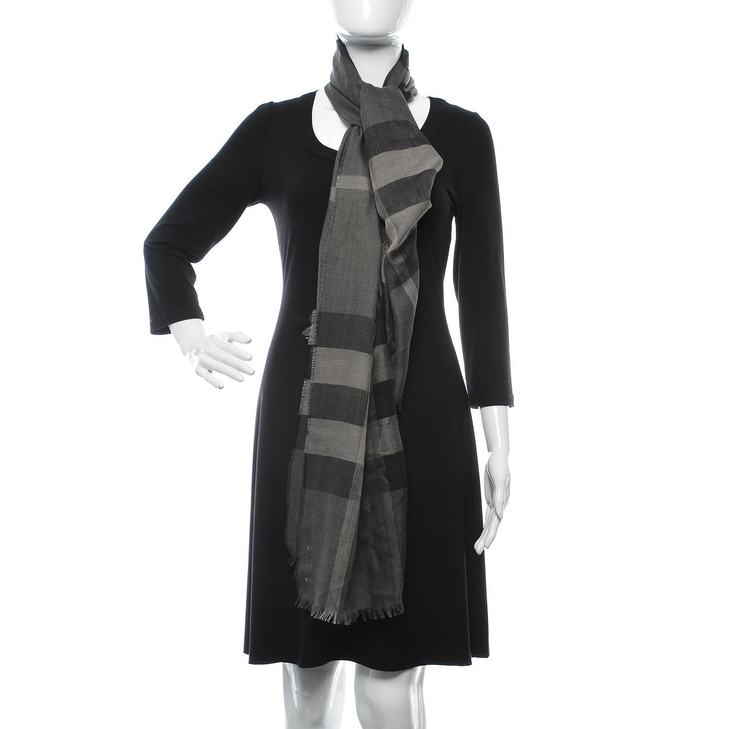 Burberry Wool Silk Gauze Giant Exploded Check Scarf Charcoal 2 of 5