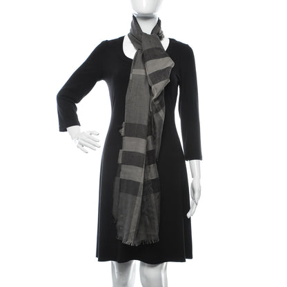 Burberry Wool Silk Gauze Giant Exploded Check Scarf Charcoal 2 of 5