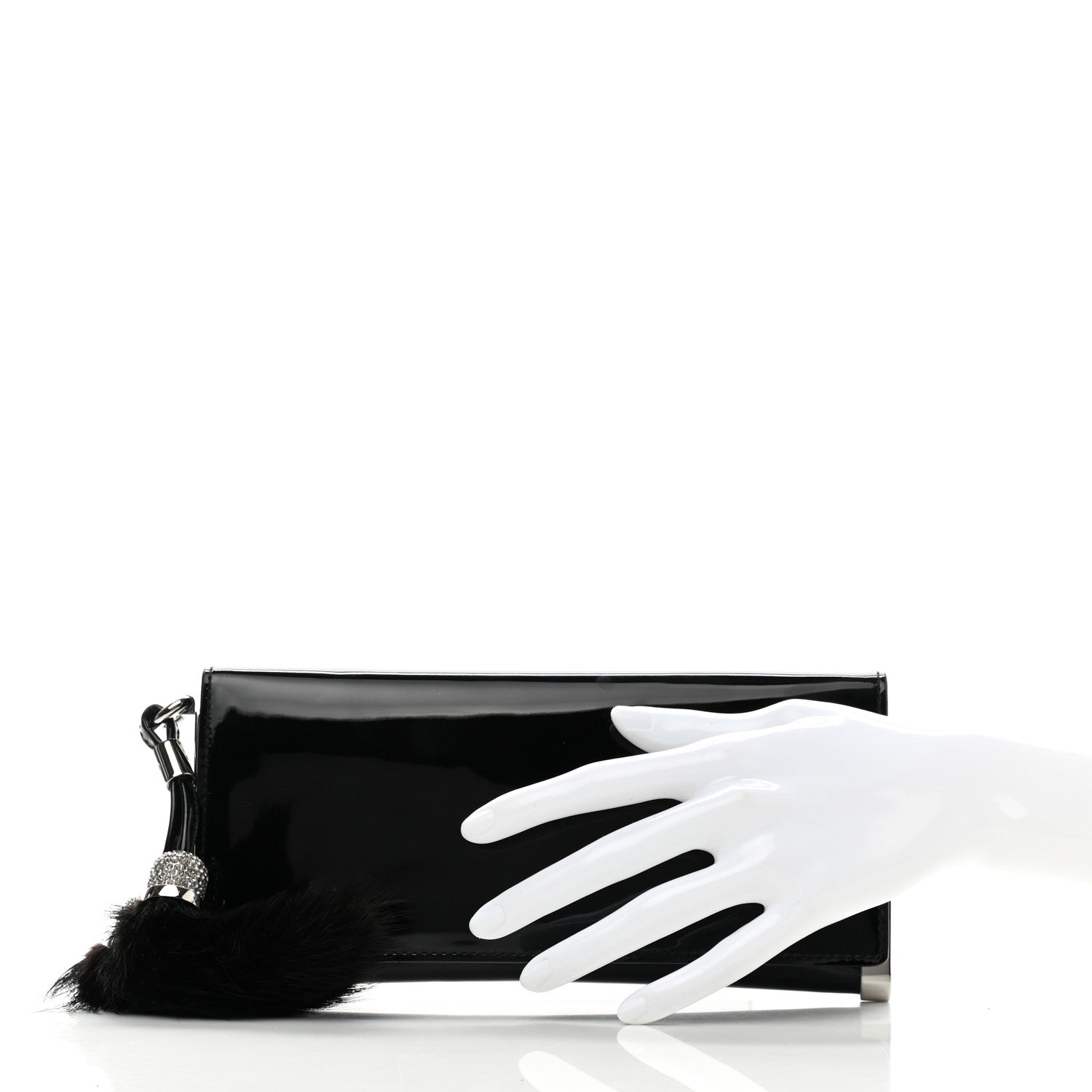 Gucci Patent Mink Crystal Tassel Clutch Black 2 of 7