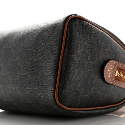 Celine Triomphe Canvas Calfskin Small Boston Bag Tan 10 of 12