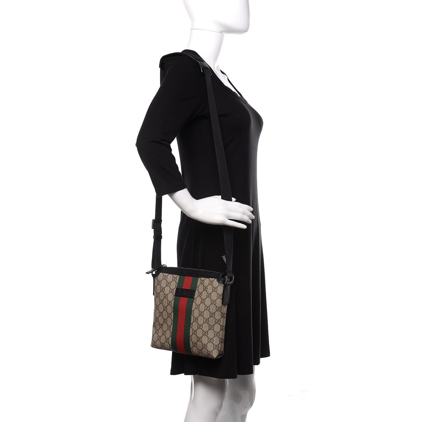 GG Supreme Monogram Web Messenger Bag Black