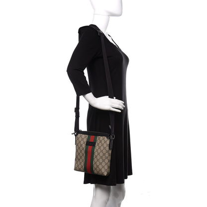 Gucci GG Supreme Monogram Web Messenger Bag Black 1 of 10