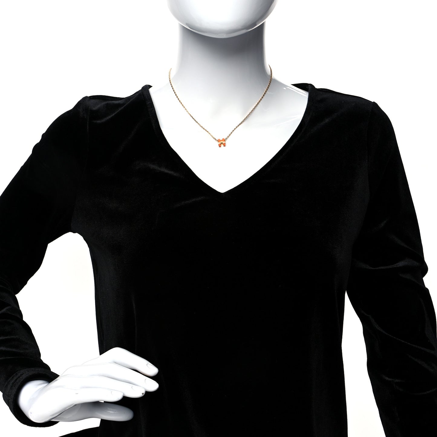Lacquered Gold Mini Pop H Pendant Necklace Orange
