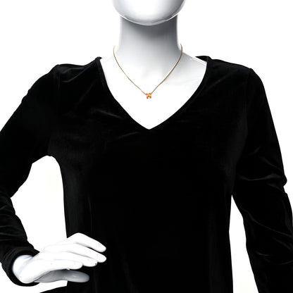 Hermes Lacquered Gold Mini Pop H Pendant Necklace Orange 2 of 4