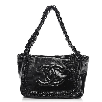 Chanel Crinkled Patent Modern Chain Flap Black 1 of 9