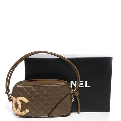 Chanel Calfskin Python Quilted Cambon Pochette Khaki 5 of 8