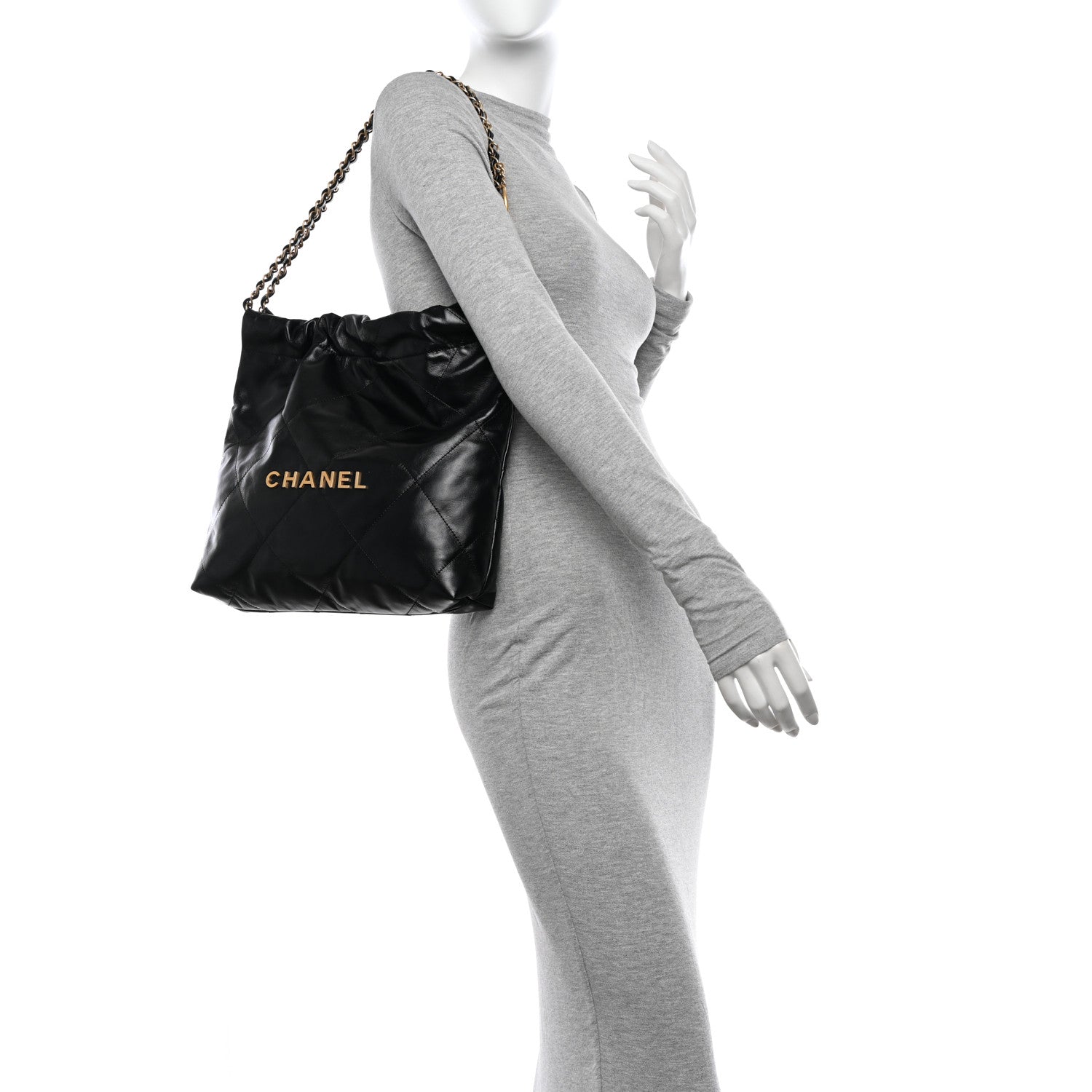 Chanel Shiny Calfskin Quilted Small Chanel 22 Black 3 of 13