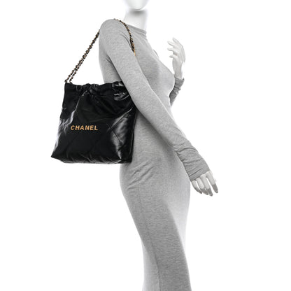 Chanel Shiny Calfskin Quilted Small Chanel 22 Black 3 of 13
