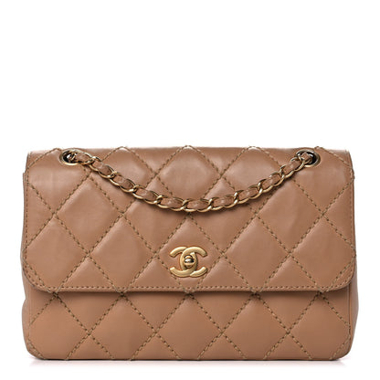 Chanel Calfskin Quilted Contrast Stitch Medium Flap Beige 1 of 9