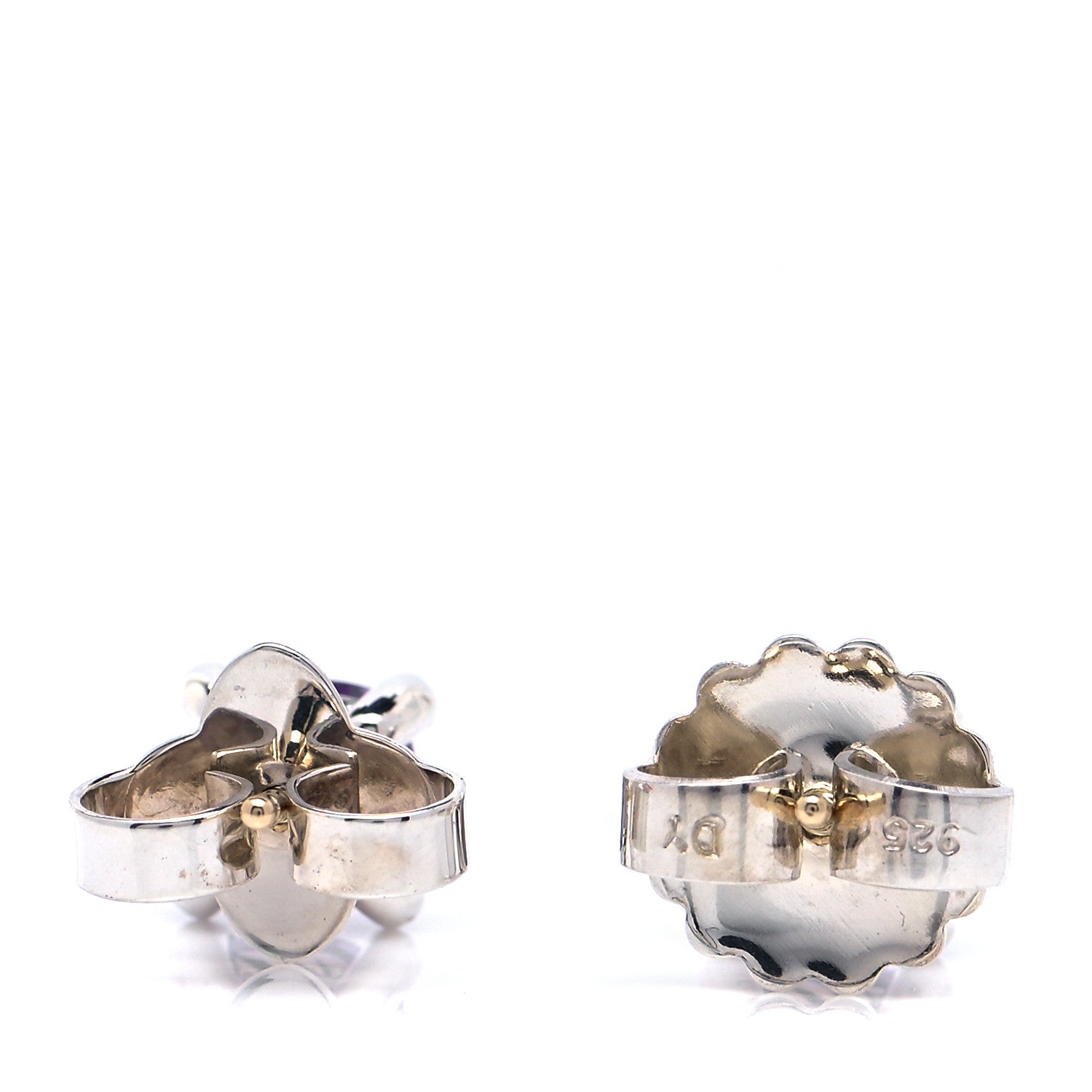 David Yurman Sterling Silver Diamond Amethyst 6mm Chatelaine Earrings 3 of 6