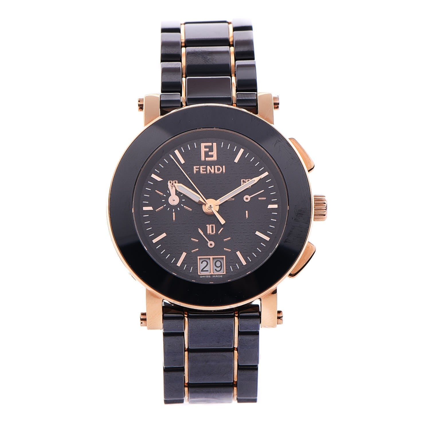 Fendi Stainless Steel Ceramic 38mm Chronograph Quartz Watch Blue 1 of 8