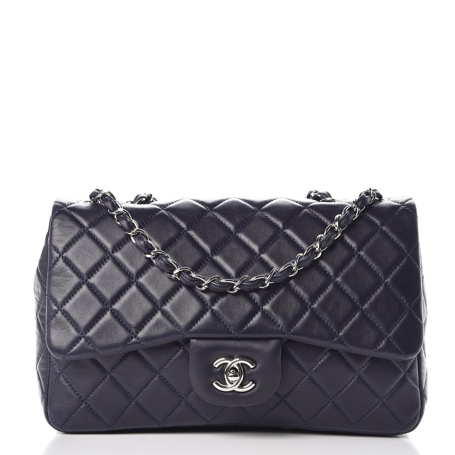 Lambskin Quilted Jumbo Single Flap Blue