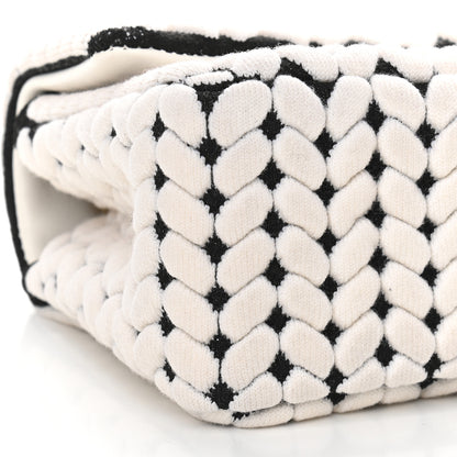Chanel Calfskin Wool Woven Flap White Black 7 of 8