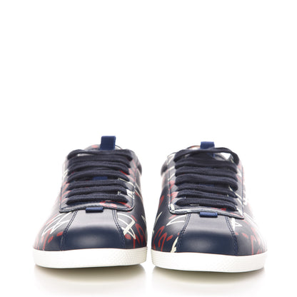 Gucci Calfskin GucciGhost Print Womens Low Top Sneakers 37.5 Blue Agata Hibiscus Red 2 of 8