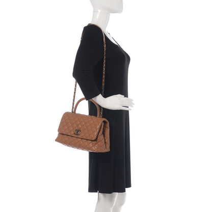 Chanel Caviar Quilted Small Coco Handle Flap Camel 2 of 11