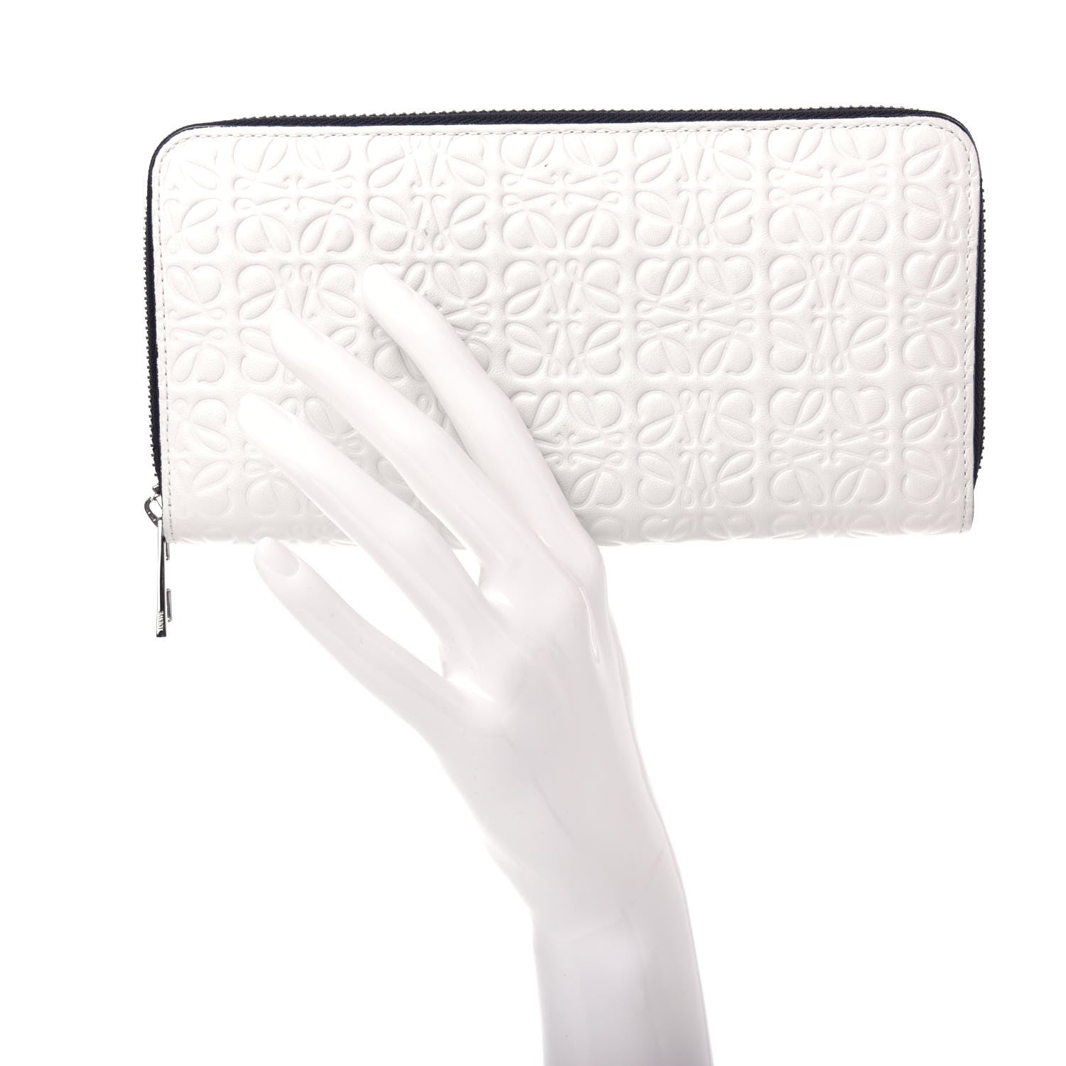 Loewe Calfskin Embossed Repeat Zip Wallet Light Oat 2 of 9