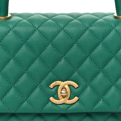 Chanel Caviar Quilted Small Coco Handle Flap Green 8 of 10