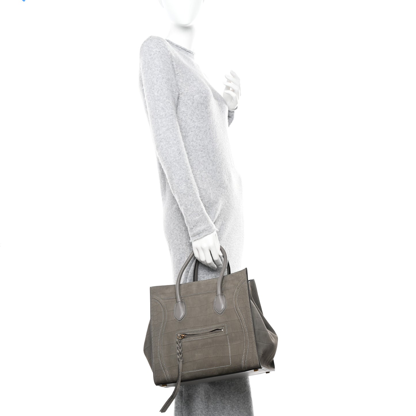 Crocodile Embossed Nubuck Medium Phantom Luggage Grey