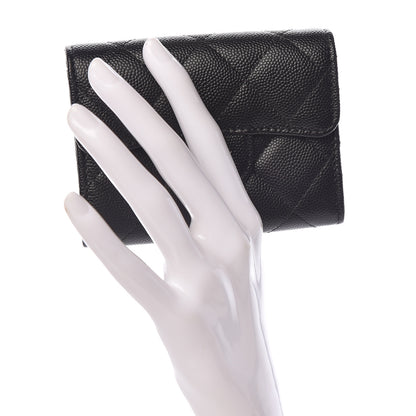 Chanel Caviar Quilted Flap Card Holder Wallet Black 2 of 9