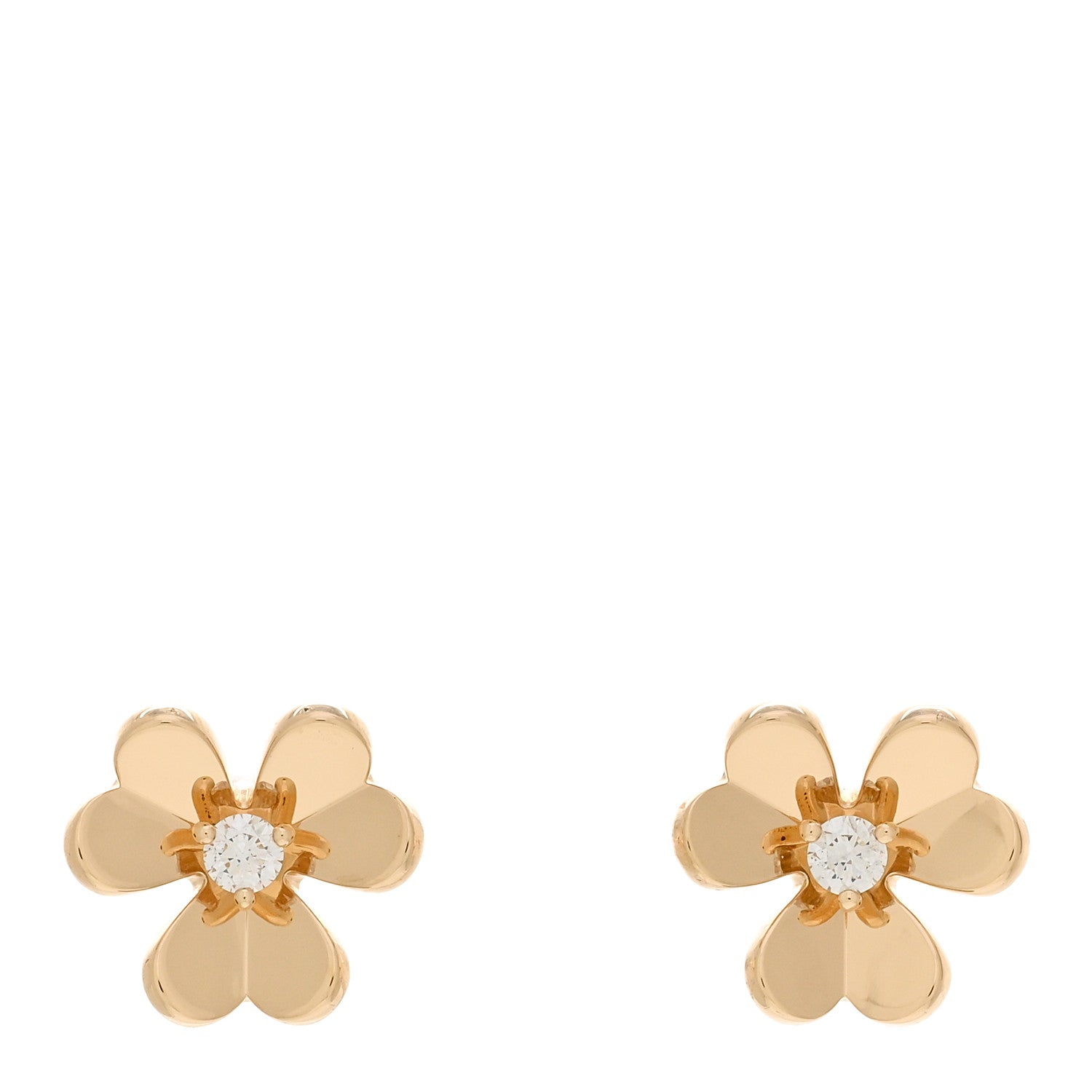 Van Cleef & Arpels 18K Yellow Gold Diamond Mini Frivole Earrings 1 of 5
