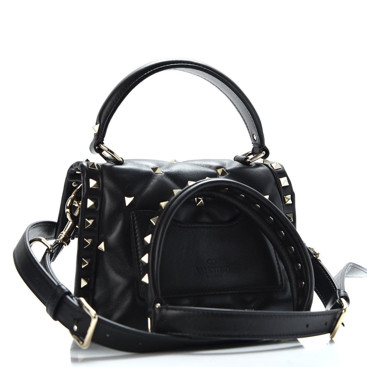 Nappa Mini Candystud Top Handle Bag Black