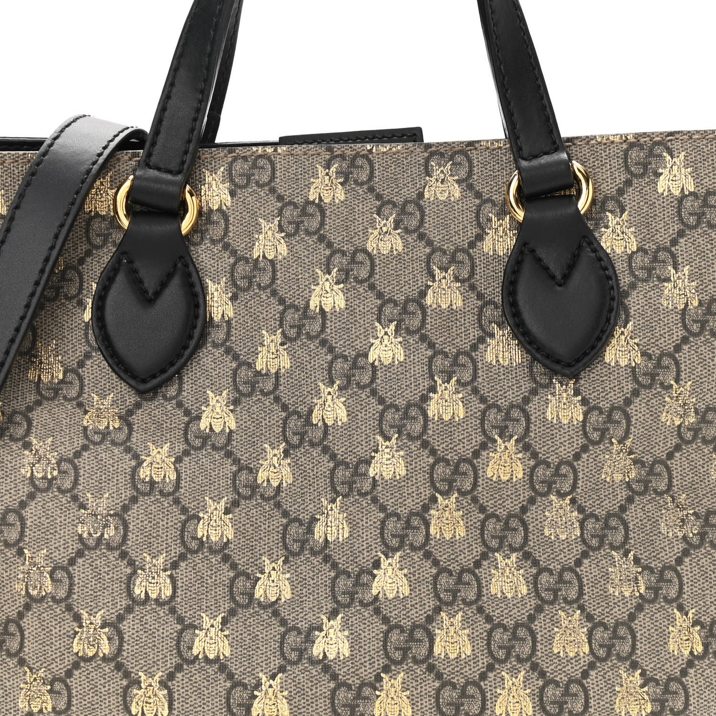 Soft GG Supreme Monogram Bees Small Crossbody Tote Beige Oro Black