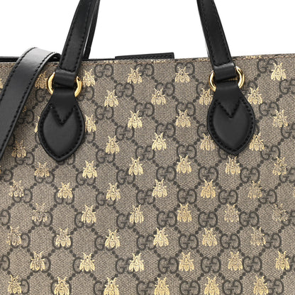 Gucci Soft GG Supreme Monogram Bees Small Crossbody Tote Beige Oro Black 9 of 12