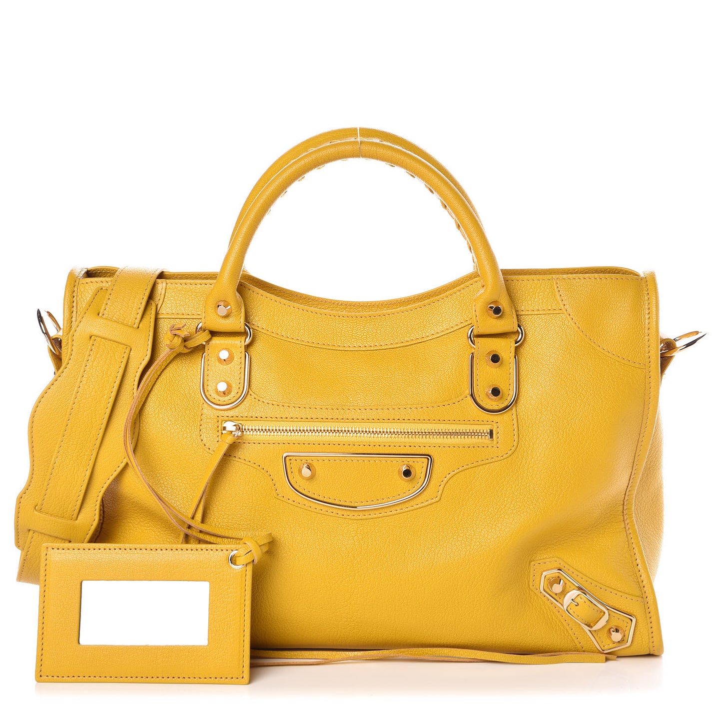 Chevre Silver Metallic Edge Hardware City Jaune Epi
