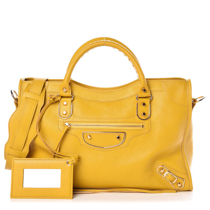 Balenciaga Chevre Silver Metallic Edge Hardware City Jaune Epi 1 of 11