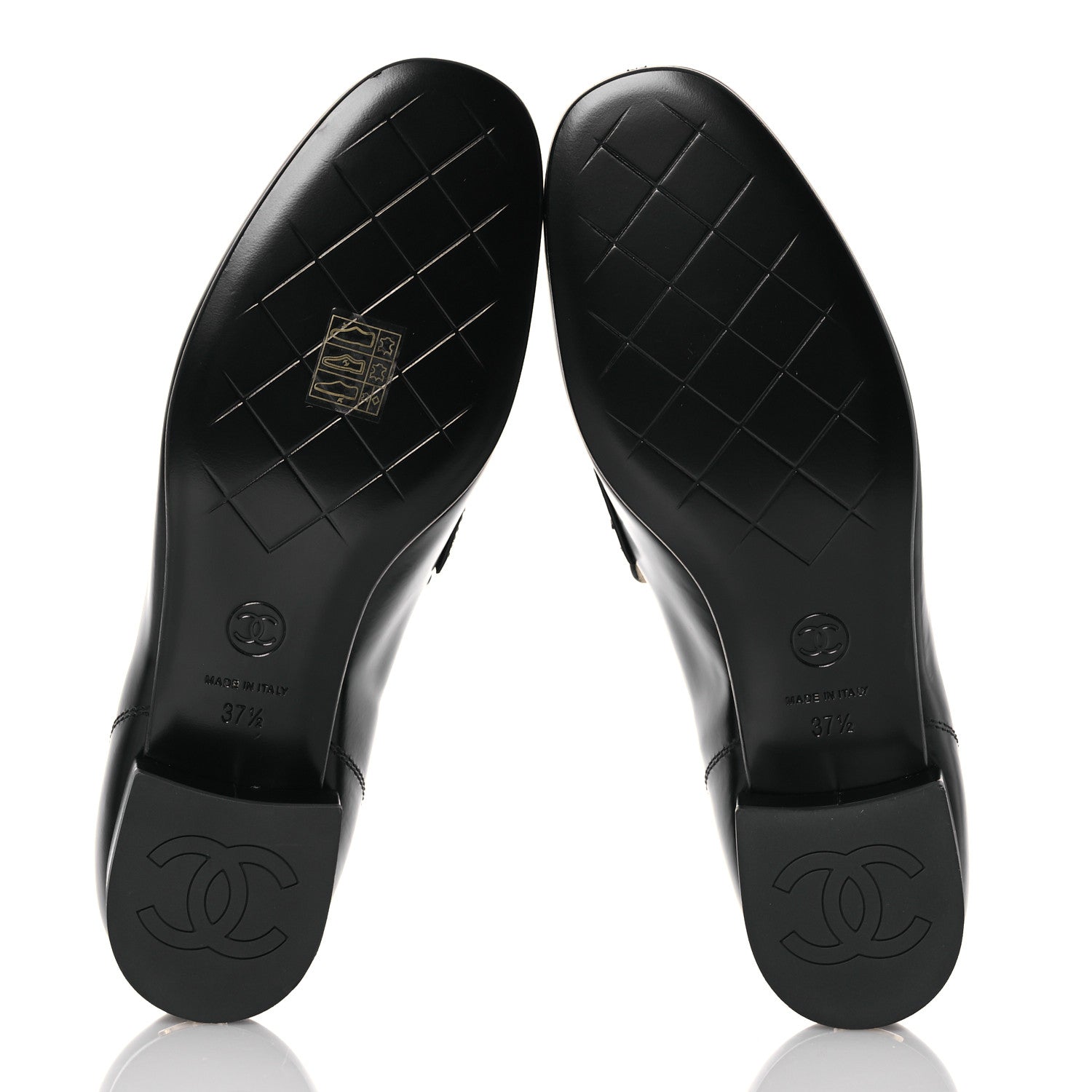 Chanel Shiny Calfskin Logo Loafers 37.5 Black 1613699 – FASHIONPHILE