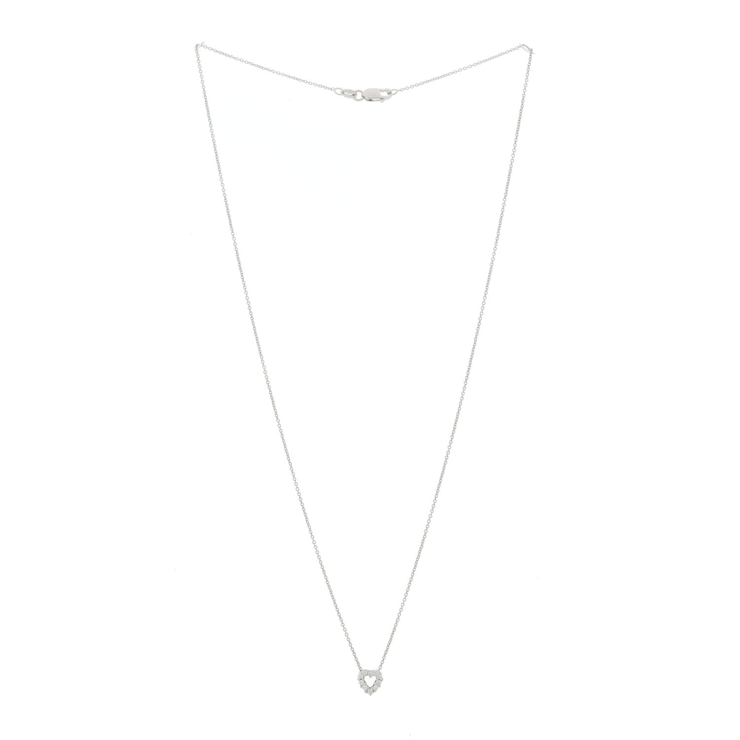 Roberto Coin 18K White Gold Diamond Tiny Treasures Heart Pendant Necklace 3 of 7