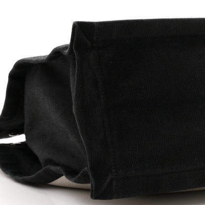Saint Laurent Linen Calfskin Rive Gauche North South Tote White Black 9 of 10