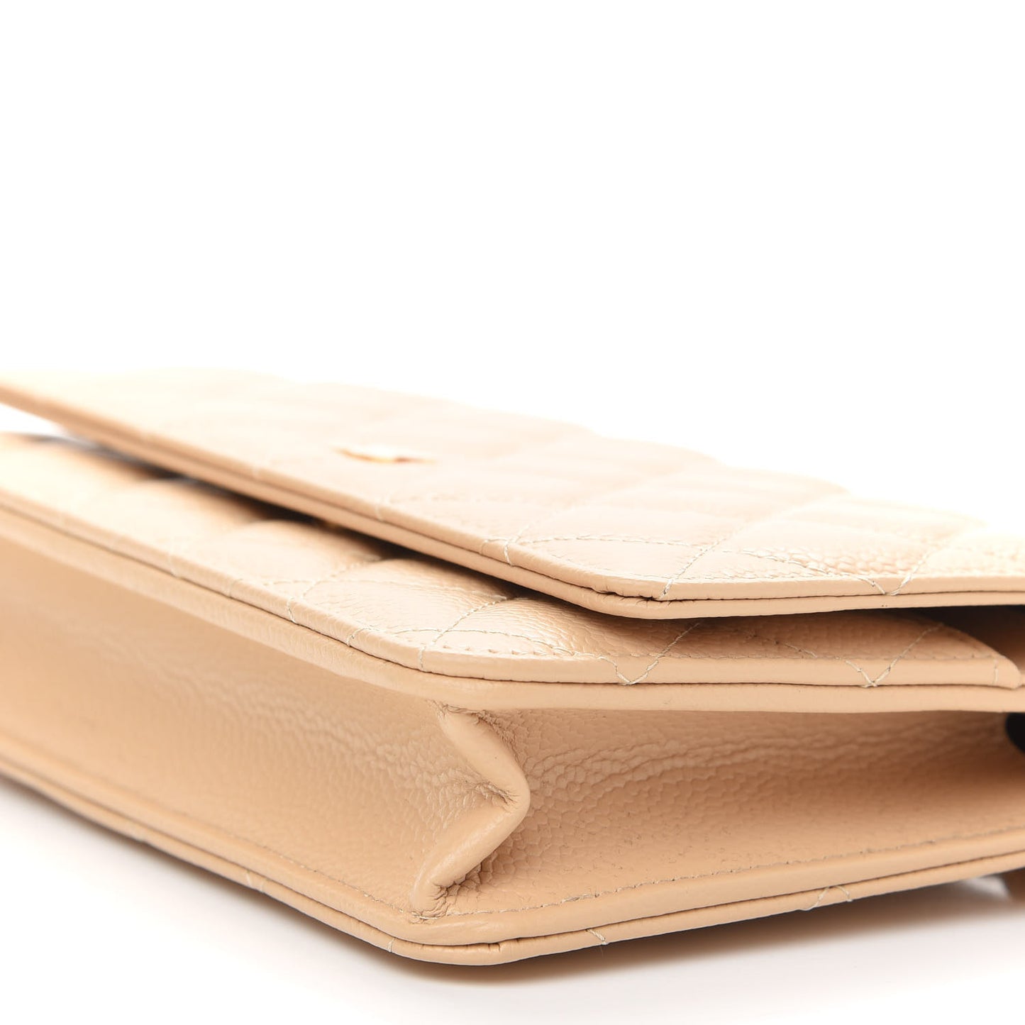 Caviar Quilted Wallet On Chain WOC Beige