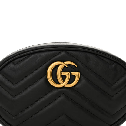 Gucci Calfskin Matelasse GG Marmont Belt Bag 85 34 Black 9 of 12