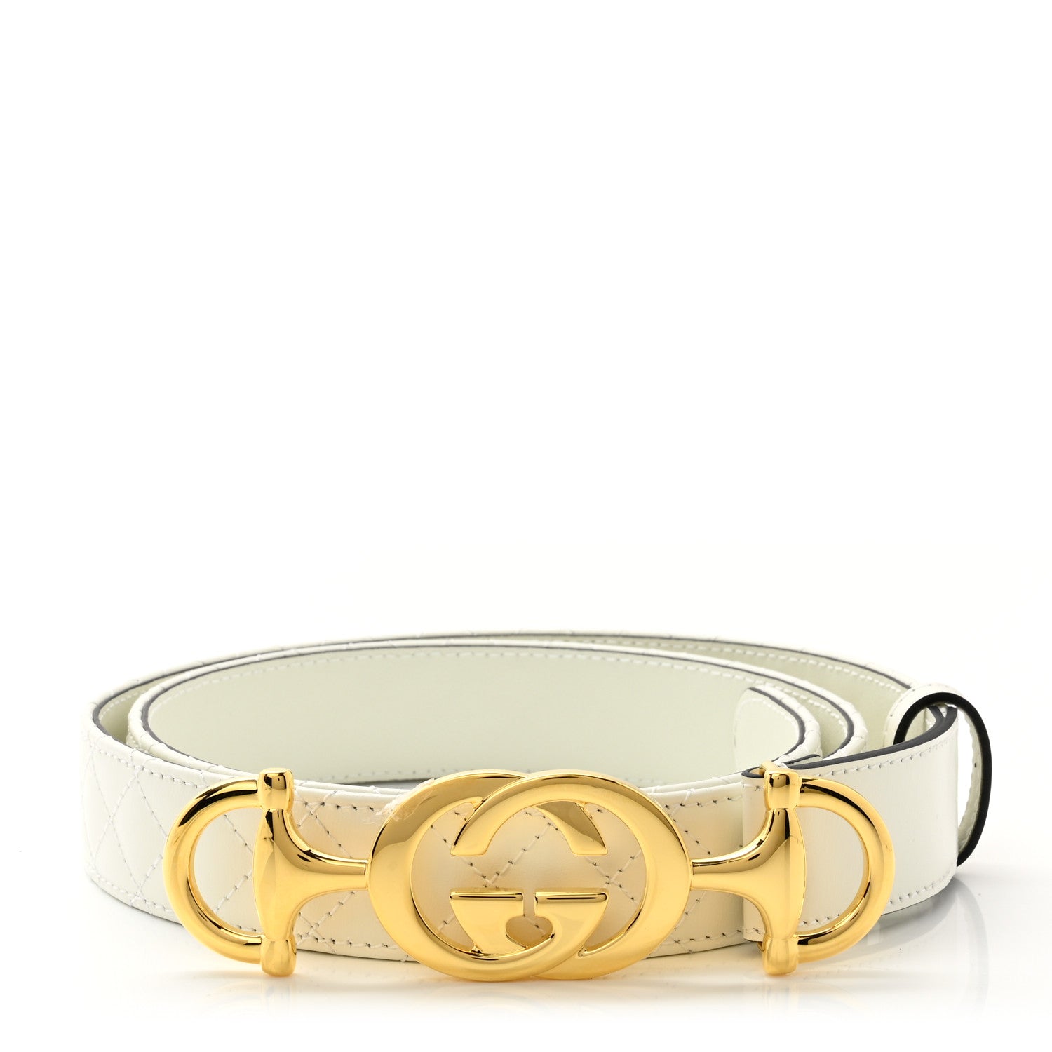 Gucci Calfskin Trapuntata Zumi 30mm Belt 90 36 White 1 of 3