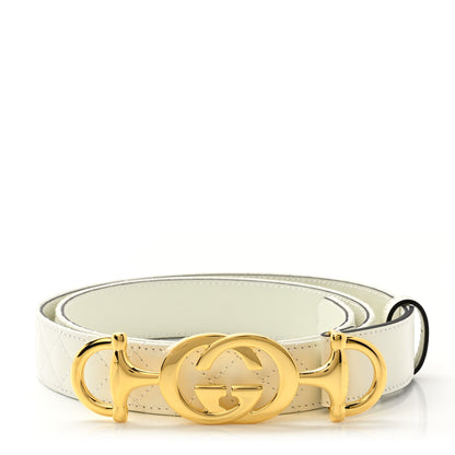 Gucci Calfskin Trapuntata Zumi 30mm Belt 90 36 White 1 of 3